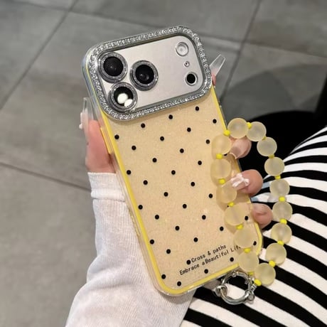 K23286 キラキラドットビーズストラップiPhoneケース