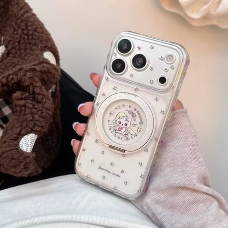 K23340 カラーハートスタンド付きクリアiPhoneケース