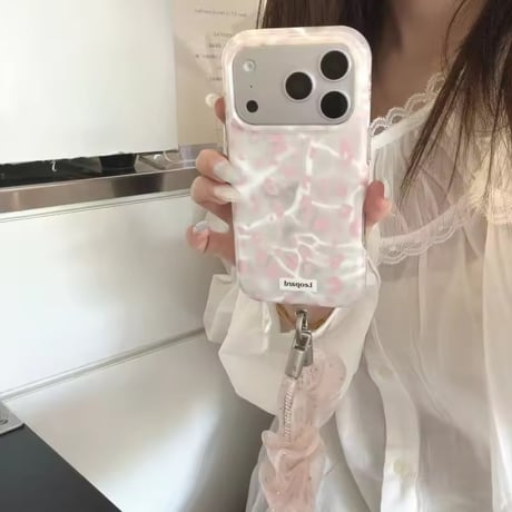 K23302 ニュアンスアニマルリボンショルダー付きiPhoneケース