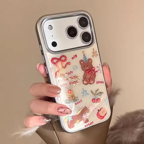 S75766 リボンベア＆スイーツ クリア iPhoneケース