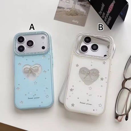 S75976 キラキラハートリボンiPhoneケース