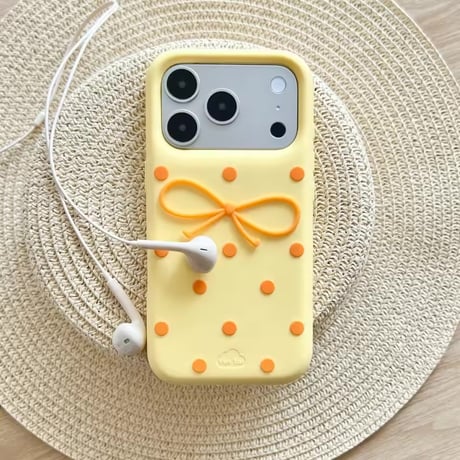 S75746 ドットリボン シリコン iPhoneケース