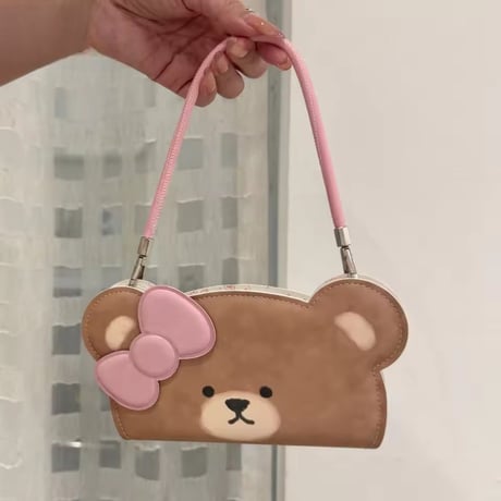 K23313 リボンベアストラップ付き手帳型iPhoneケース