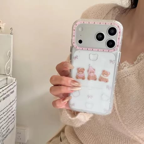 L62501 くまリボンキラキラクリア iPhoneケース