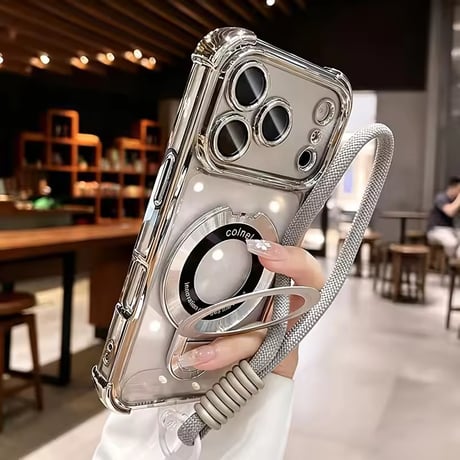 K23346 メタリックリングストラップiPhoneケース