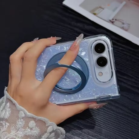 K23306 オーロラシェルリングスタンド付きiPhoneDuoケース