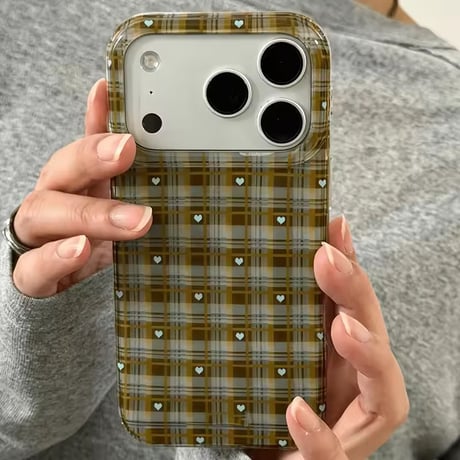 S76010 プチハートタータンチェックiPhoneケース