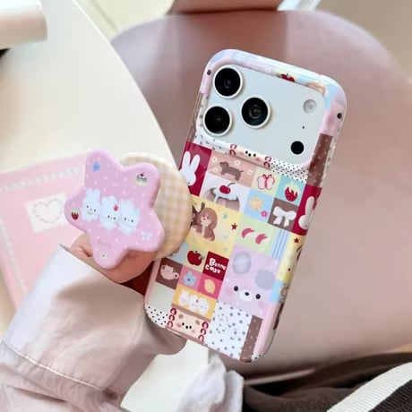 K23305 パステルパッチワークMagSafeソケット付きiPhoneケース