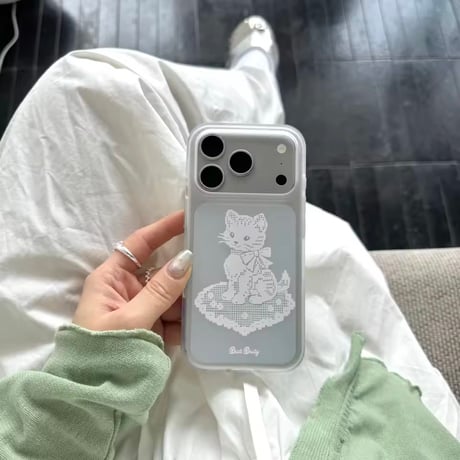 L62499 リボンキャットクリア iPhoneケース