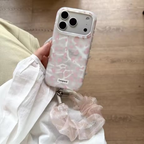 K23302 ニュアンスアニマルリボンショルダー付きiPhoneケース