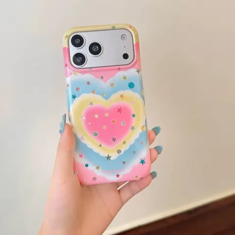 S75767 パステルハート スタープリント iPhoneケース
