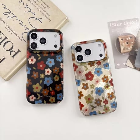 S75894 レトロカラフルフラワーiPhoneケース