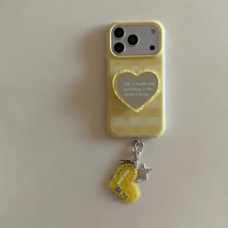 K23287 パステルチェックハートミラーiPhoneケース
