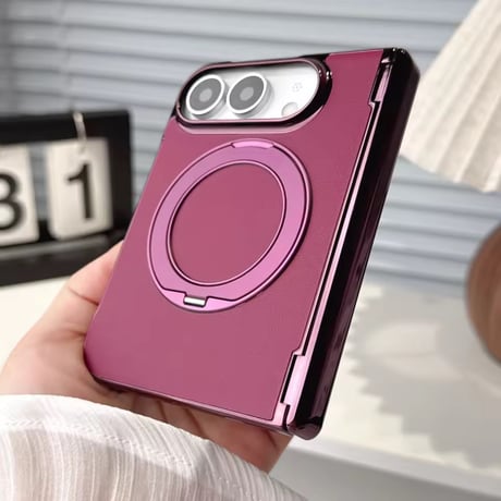 K23309 メタリックフレームリングスタンド付きiPhoneDuoケース