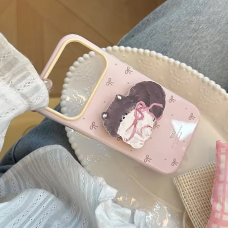 K23200 アニマルグリップ付き リボン iPhoneケース