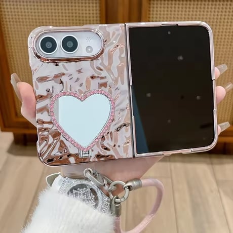 K23280 ハートミラー＆スタンド ストラップ付き iPhoneDuoケース