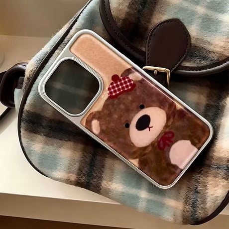 S75955 チェックリボンベアiPhoneケース