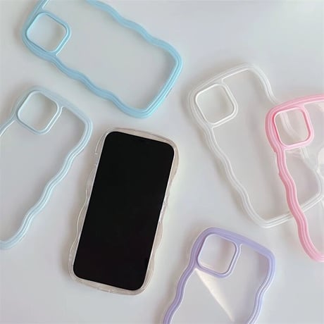 【即納商品】L61144 ウェーブラインのふんわりクリアiPhoneケース