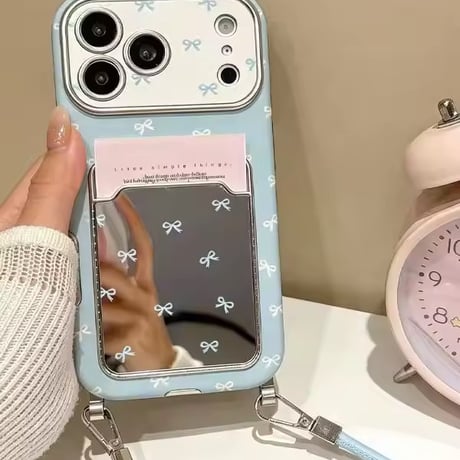 K23347 ミニリボンミラーカードホルダーiPhoneケース