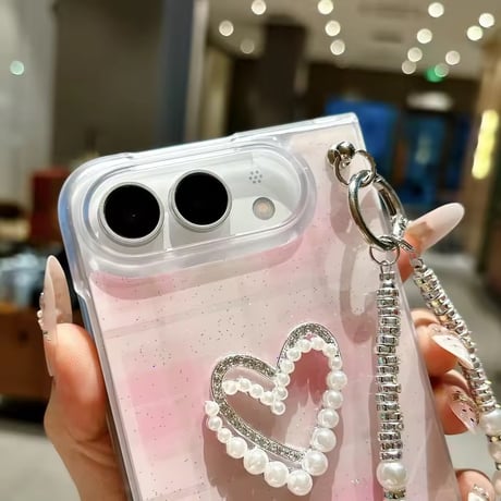 S75985 ドット＆チェックパールハートiPhoneDuo
