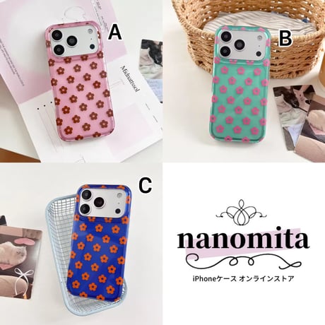 S75753 レトロフラワークリアカラー iPhoneケース