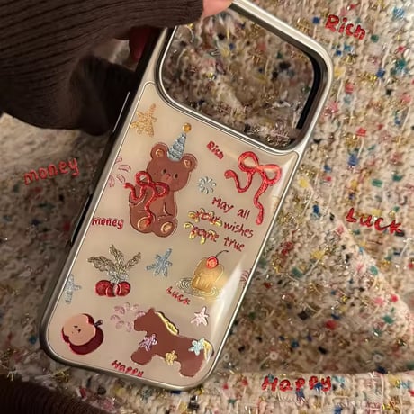S75766 リボンベア＆スイーツ クリア iPhoneケース