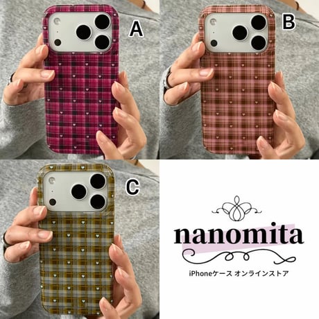 S76010 プチハートタータンチェックiPhoneケース
