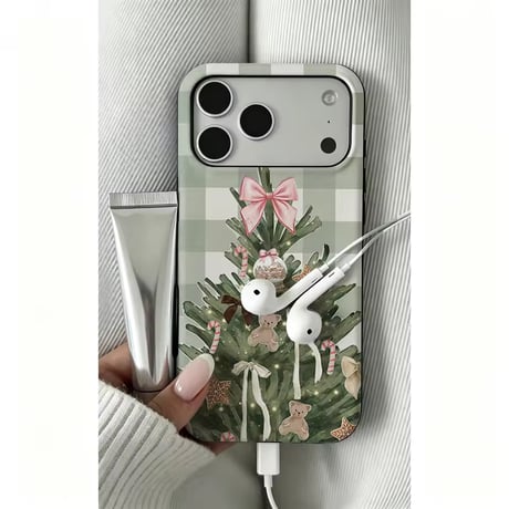 S75947 リボンクリスマスツリーiPhoneケース