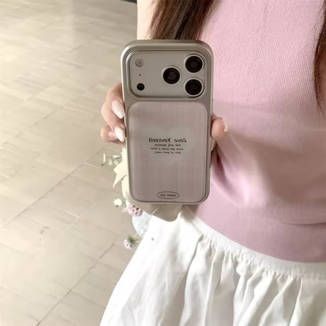 K23338 ハートチェックストラップ付きiPhoneケース