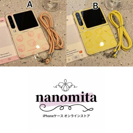 G0155 ストラップ付きフルーツラインGalaxyFlipケース