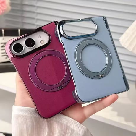 K23309 メタリックフレームリングスタンド付きiPhoneDuoケース