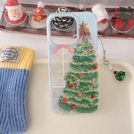 S75946 キラキラクリスマスツリーiPhoneケース