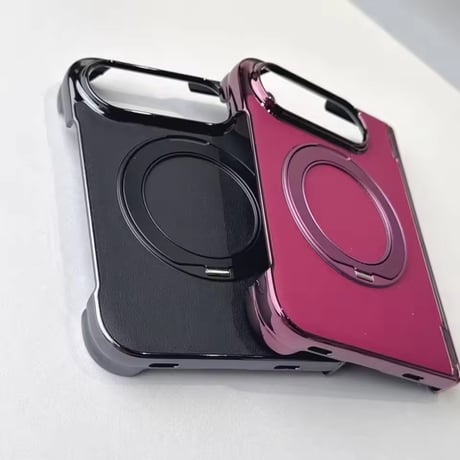 K23309 メタリックフレームリングスタンド付きiPhoneDuoケース
