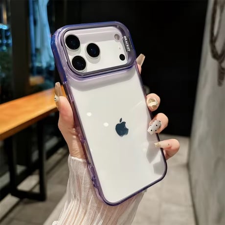 K23205 カラーフレーム カメラスタンド付き クリアiPhoneケース