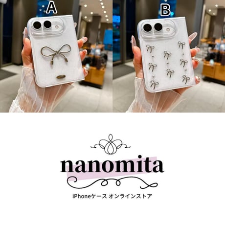 L62527 きらきらリボンiPhoneDuoケース