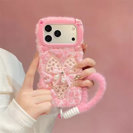 K23217 ピンクレオパード リボン iPhoneケース