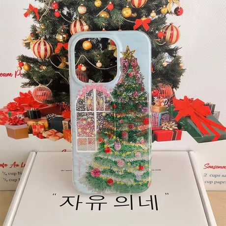 S75946 キラキラクリスマスツリーiPhoneケース