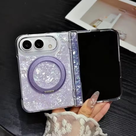 K23306 オーロラシェルリングスタンド付きiPhoneDuoケース