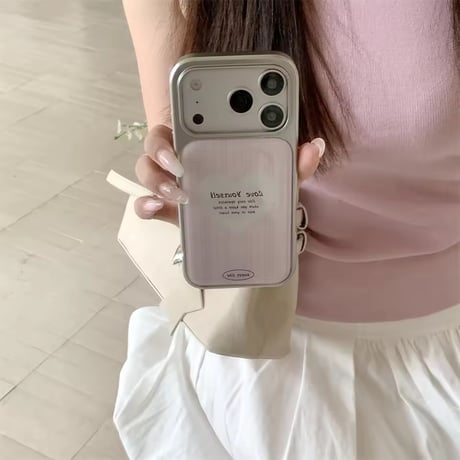 K23338 ハートチェックストラップ付きiPhoneケース