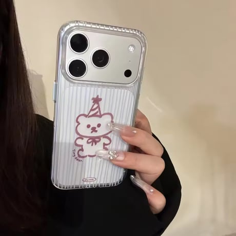 S75745 ゆるアニマル ストライプ iPhoneケース