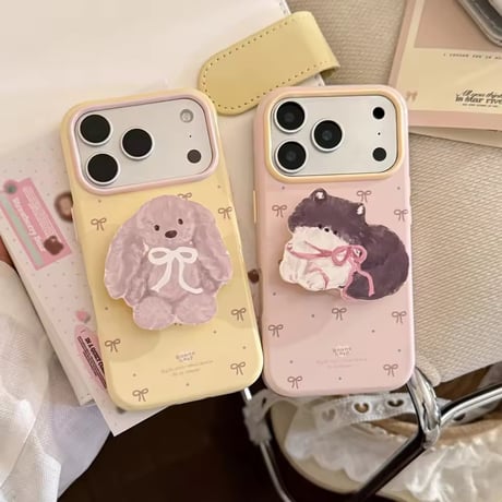 K23200 アニマルグリップ付き リボン iPhoneケース