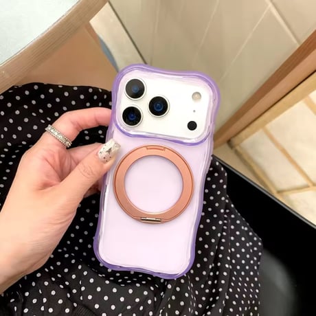 K23196 クリアカラー リングスタンド iPhoneケース