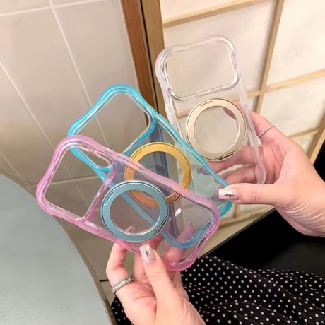 K23196 クリアカラー リングスタンド iPhoneケース