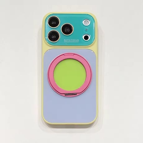 K23332 カラーブロックリングスタンドiPhoneケース
