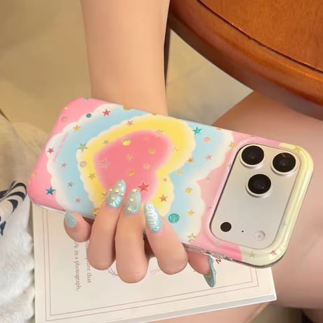 S75767 パステルハート スタープリント iPhoneケース