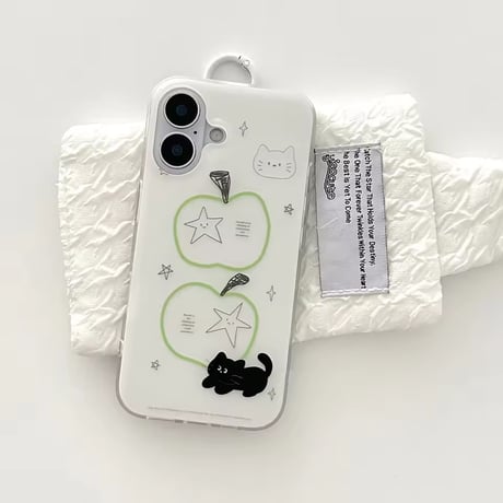 S75930 グリーンアップルキャットiPhoneケース