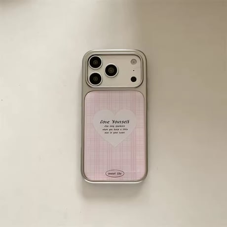K23338 ハートチェックストラップ付きiPhoneケース