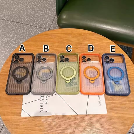 【即納商品】S75530 メッシュデザイン回転リング付きMagSafe対応iPhoneケース
