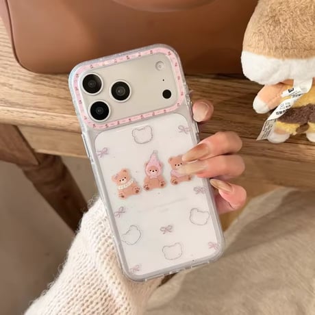 L62501 くまリボンキラキラクリア iPhoneケース