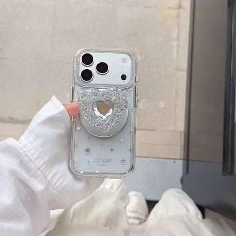 【即納商品】K23170 ハートMagSafeグリップ付きクリアiPhoneケース